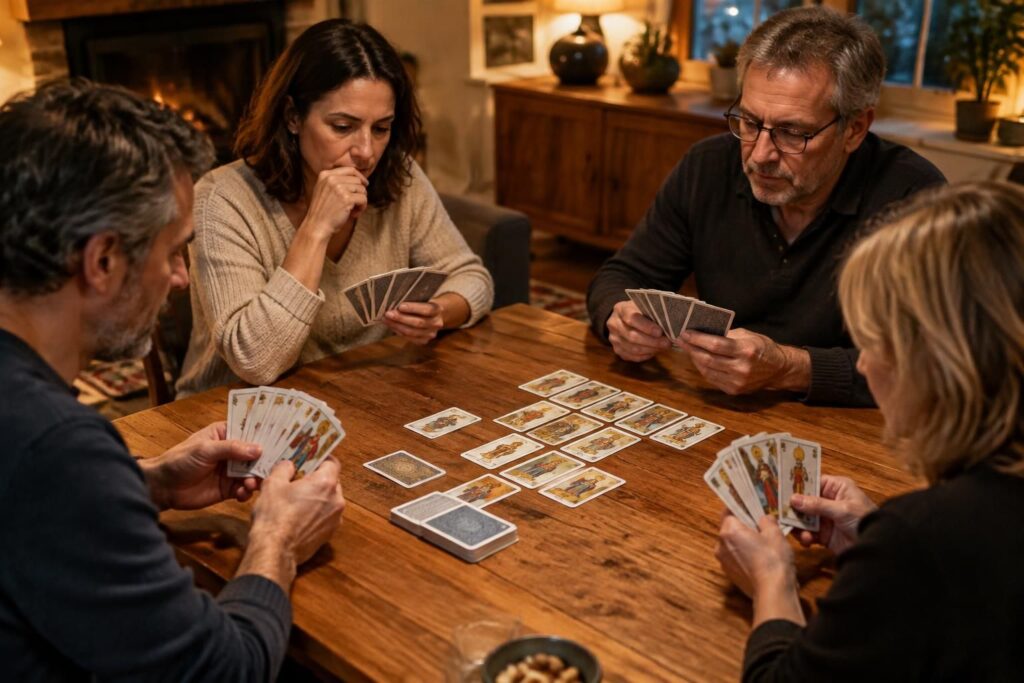 découvrez les règles du tarot à 4 joueurs : déroulement d’une partie, enchères, rôles et décompte des points pour bien commencer.